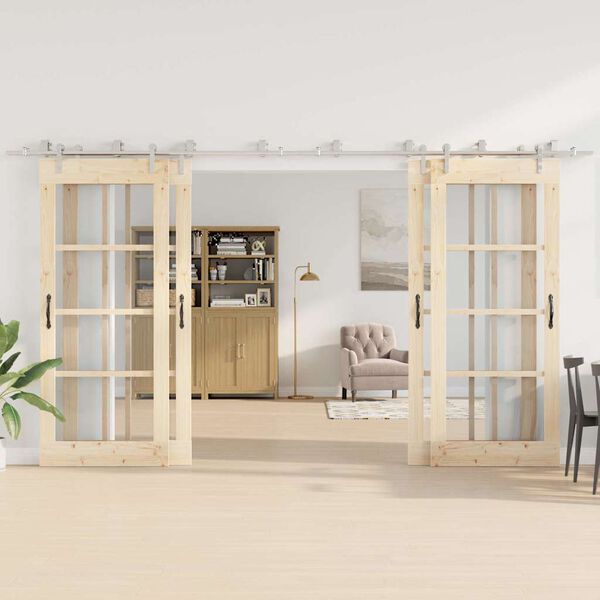 vidaXL hardwarekit til skydedør 400 cm rustfrit stål sølvfarvet