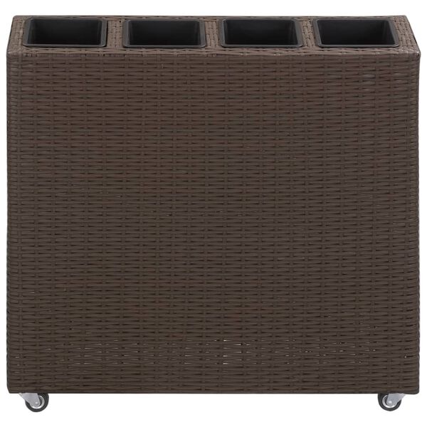 vidaXL h&aelig;vet plantekasse med 4 krukker 80x22x79 cm polyrattan brun