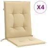 vidaXL stolehynder med lav ryg 4 stk. 100x50x4 cm stof beige