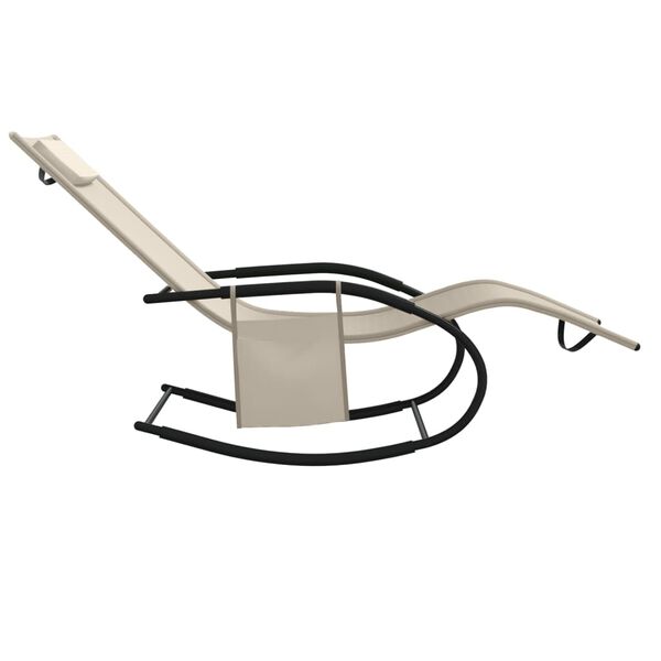 vidaXL liggestol med gyngefunktion st&aring;l og textilene cremefarvet