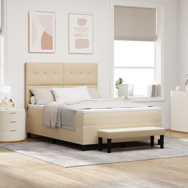 vidaXL Box spring seng med madras Creme 140 x 200 cm Stof