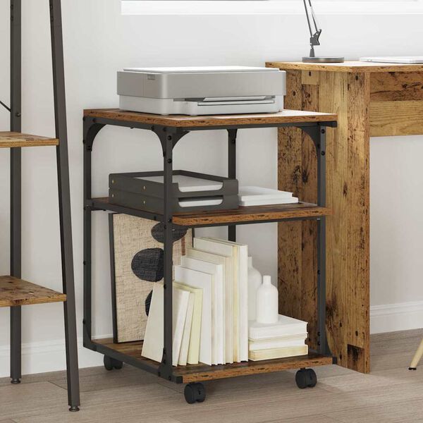 vidaXL Printerstand Gammelt træ 43 x 48 x 64 cm Konstrueret træ