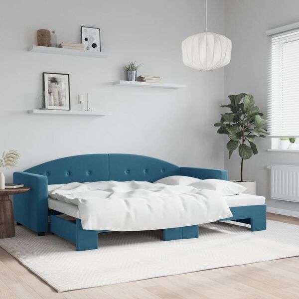 vidaXL daybed med udtræk 80x200 cm velour blå