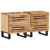 vidaXL sengeborde 2 stk. 40x34x46 cm massivt ru mangotr&aelig;