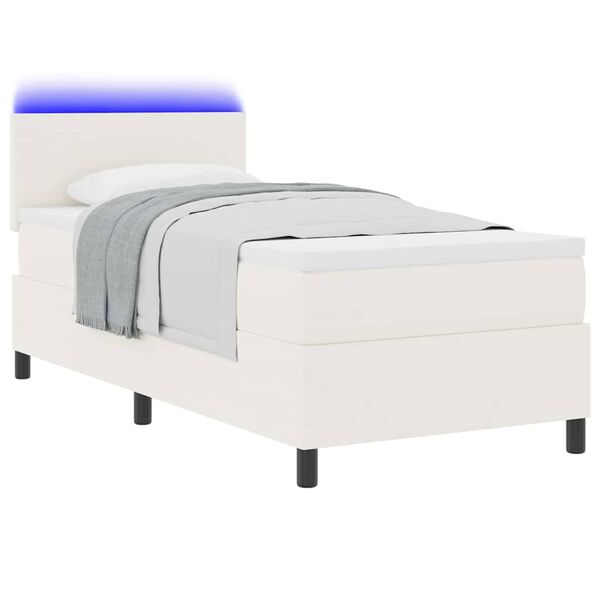 vidaXL LED Box Spring Bed Creme og hvid 100 x 200 cm Velourstof