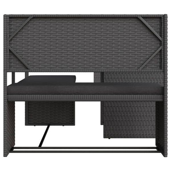 vidaXL havesofa med bord og hynder L-formet polyrattan sort