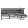 vidaXL lounges&aelig;t til haven 4 dele med hynder polyrattan gr&aring;