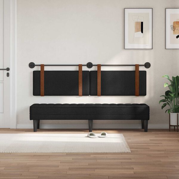 vidaXL H&aelig;ngende Hovedgavl V&aelig;gmonteret Sort 170 x 55 x 5 cm Antik PU