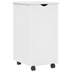 vidaXL Rullende skab med hjul Hvid 34 x 39 x 65,5 cm Massivt fyrretr&aelig;