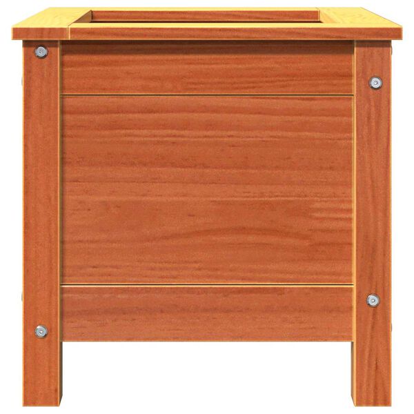 vidaXL Have Blomsterkrukke Voks brun 40 x 40 x 39 cm Massiv fyrretr&aelig;