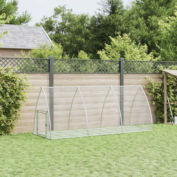 vidaXL kaninbur 105x300x120 cm galvaniseret st&aring;l s&oslash;lvfarvet