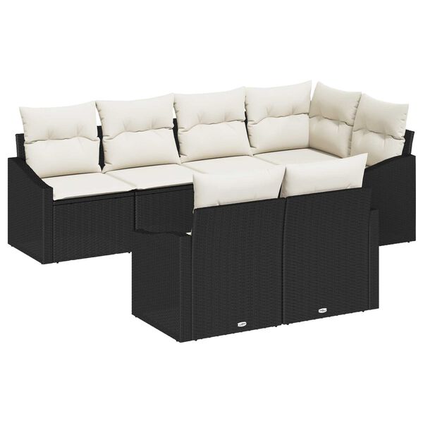 vidaXL Sofa Sæt med pude 7 pcs Sort polyrattan