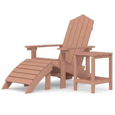 vidaXL Adirondack-stol med fodskammel og bord HDPE brun