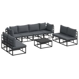 vidaXL Havesofa Sæt med pude 9 pcs Sort Aluminium