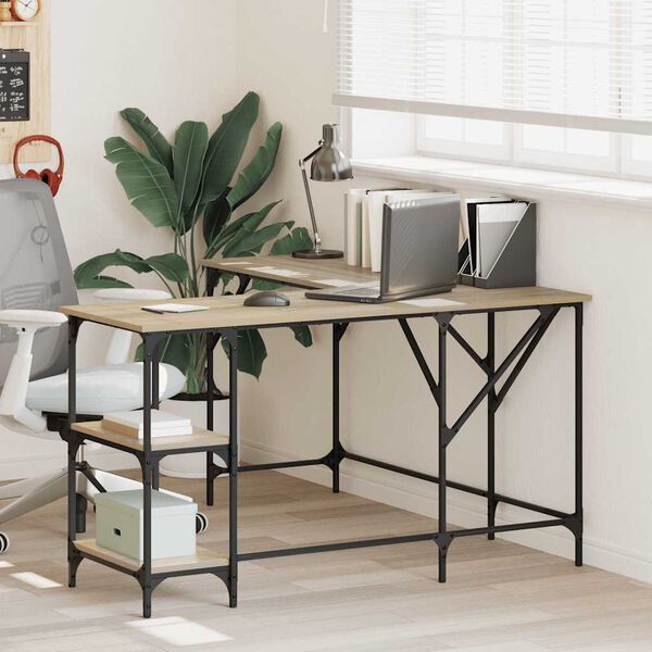 vidaXL skrivebord 139x139x75 cm konstrueret tr&aelig; sonoma-eg