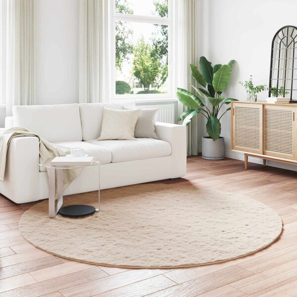 vidaXL Faux Kanin Pels T&aelig;ppe Olite Gr&aring;brun &Oslash; 200 cm Polyester