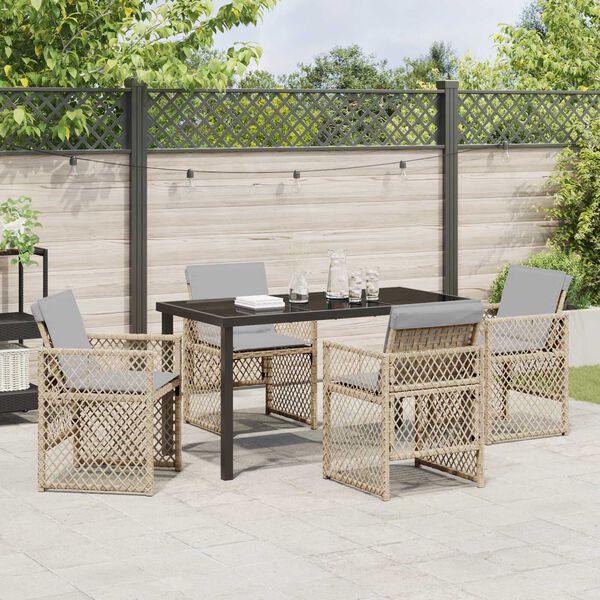vidaXL Have Spisebordss&aelig;t 5 pcs Beige polyrattan