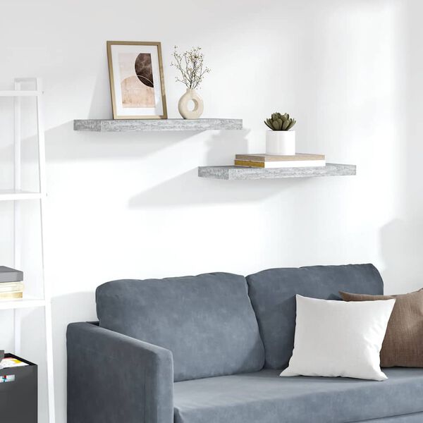 vidaXL v&aelig;ghylder 2 stk. 60x23,5x3,8 cm MDF betongr&aring;