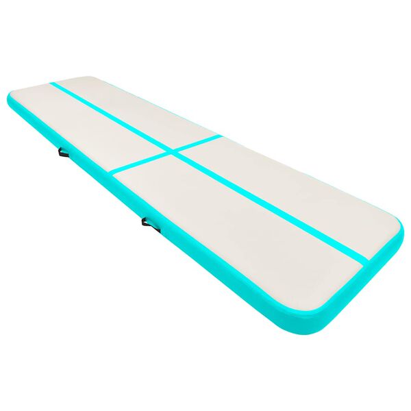 vidaXL oppustelig gymnastikm&aring;tte m. pumpe 800x100x15 cm PVC gr&oslash;n