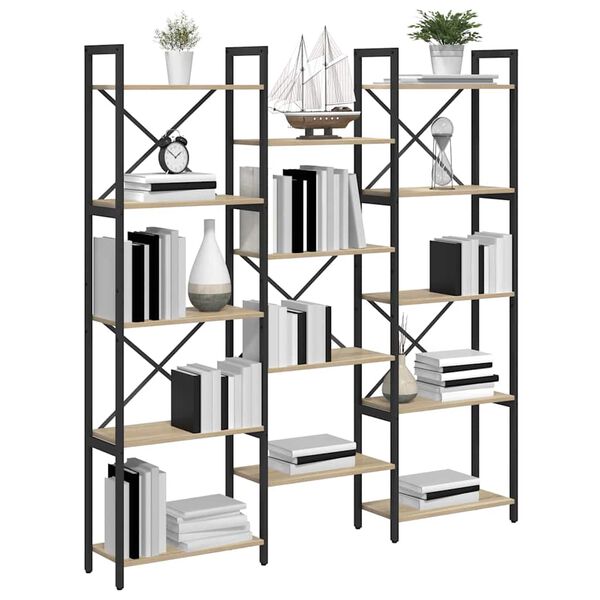 vidaXL Bogreol Sonoma eg 156 x 25 x 167 cm Konstrueret tr&aelig;