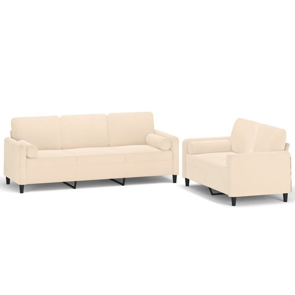 vidaXL sofas&aelig;t 2 dele med pyntepuder og hynder velour cremefarvet
