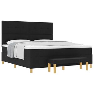 vidaXL Box spring seng med madras Sort 180 x 200 cm Stof