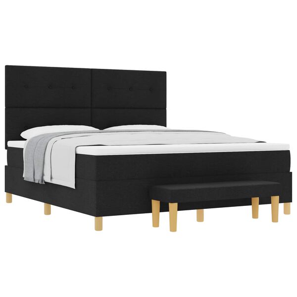 vidaXL Box spring seng med madras Sort 180 x 200 cm Stof