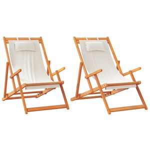 vidaXL Klapstole 2 stk. cremefarvet stof