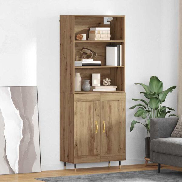 vidaXL Highboard Artisan Egetr&aelig; 69,5 x 34 x 180 cm Konstrueret tr&aelig;
