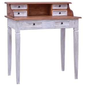vidaXL skrivebord med skuffer 90x50x101 cm massivt mahognitr&aelig;