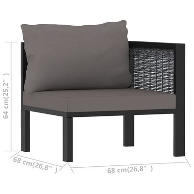 vidaXL hjørnedel til sofa med venstre armlæn polyrattan antracitgrå
