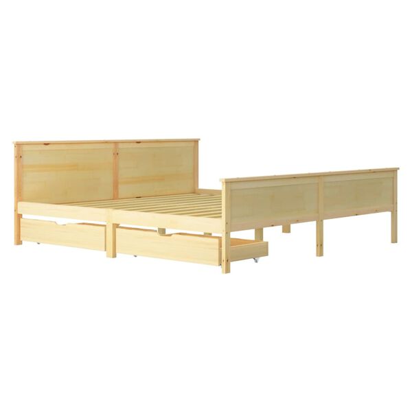 vidaXL sengeramme med 2 skuffer 200x200 cm massivt fyrretr&aelig;