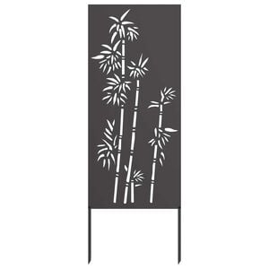 vidaXL Have privatliv sk&aelig;rm Blomstret Sort 50 x 140 cm Koldvalset st&aring;l