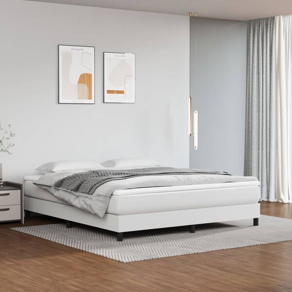 vidaXL Boxspring sengeramme 160x200 cm kunstlæder hvid