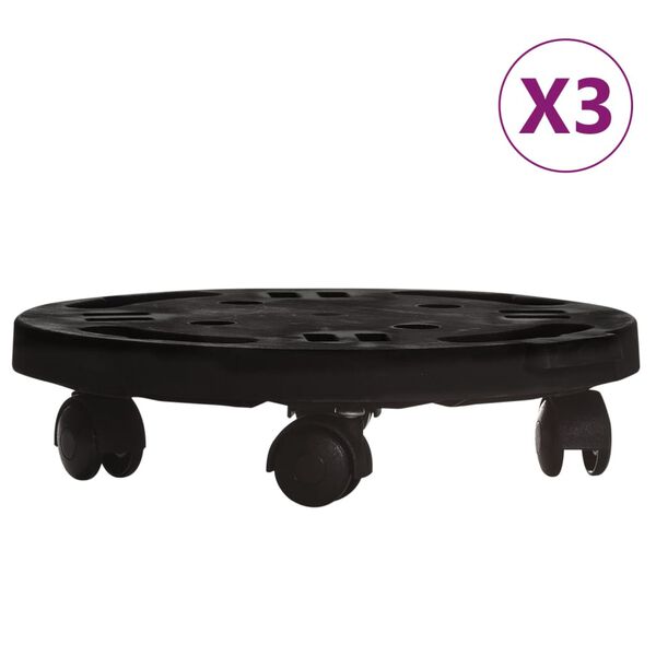 vidaXL plantevogne 3 stk. med hjul 170 kg diam. 30 cm sort