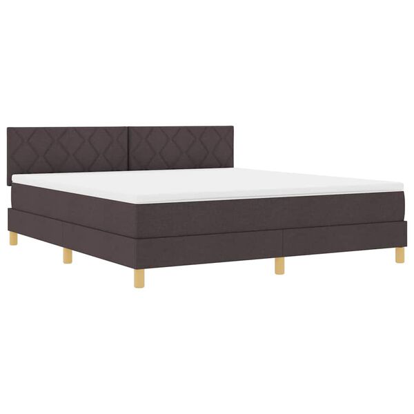 vidaXL LED Box Spring Bed med madras M&oslash;rk Brun 180 x 200 cm Stof