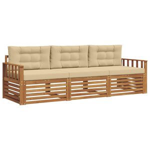 vidaXL Udend&oslash;rs sofagruppe med pude 3 pcs Naturlig og Beige
