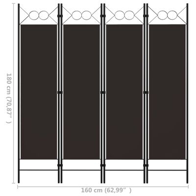 vidaXL 4-panels rumdeler 160x180 cm brun