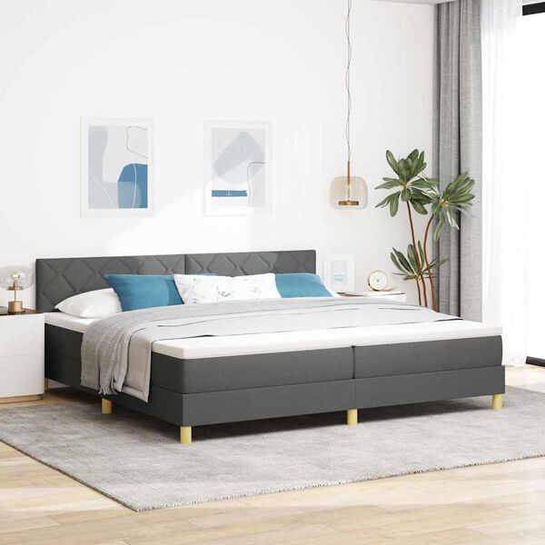 vidaXL Box spring seng med madras Mørkegrå 200 x 200 cm Stof