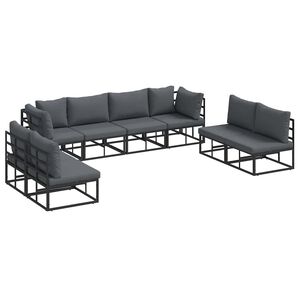 vidaXL Havesofa Sæt med pude 8 pcs Sort Aluminium