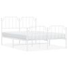 vidaXL sengeramme med sengegavl og fodg&aelig;rde 150x200 cm metal hvid
