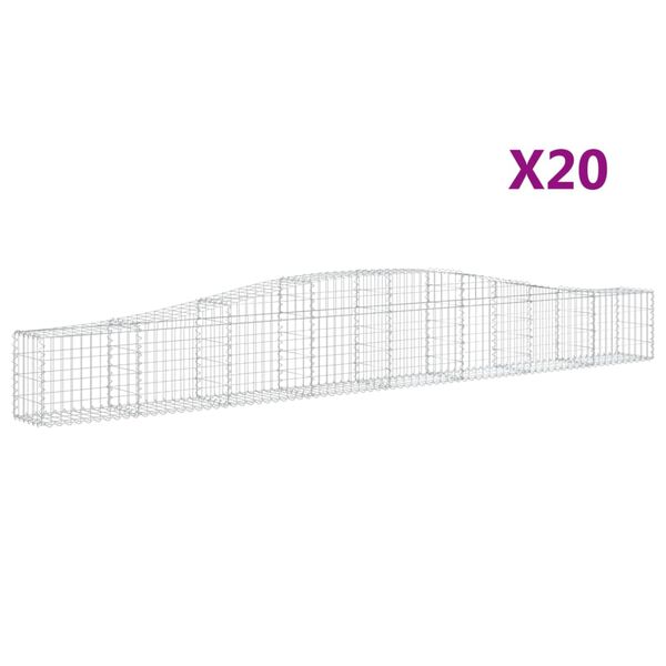 vidaXL buede gabionkurve 20 stk. 400x30x40/60 cm galvaniseret jern