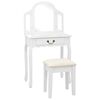 vidaXL kosmetikbord med taburet 65x36x128 cm kejsertr&aelig; MDF hvid