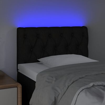 vidaXL sengegavl med LED-lys 80x7x78/88 cm stof sort