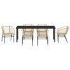 vidaXL Have Spisebordss&aelig;t 7 pcs Brun polyrattan