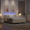 vidaXL LED Box Spring Bed med madras med LED Creme 160 x 200 cm Stof