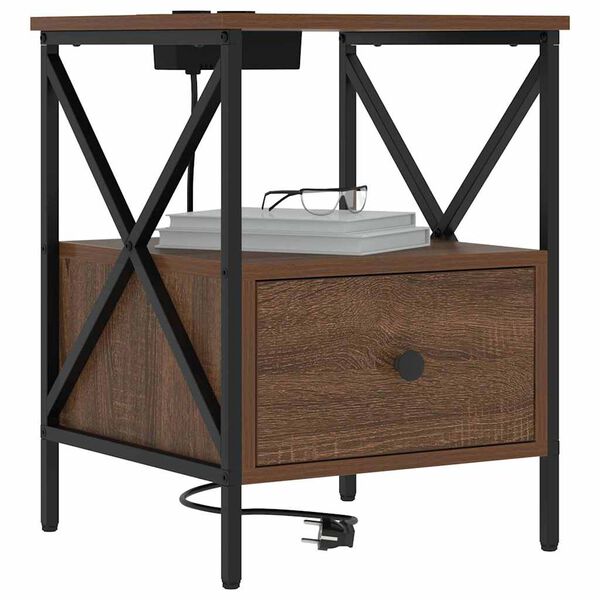 vidaXL Natskab med skuffe Brun eg 41,5 x 40,5 x 55 cm Konstrueret tr&aelig;