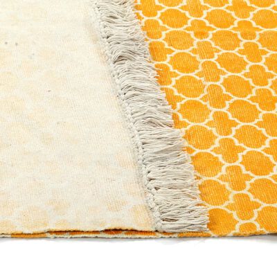 vidaXL kilim-tæppe med mønster bomuld 120 x 180 cm gul