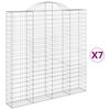vidaXL buede gabionkurve 7 stk. 200x30x200/220 cm galvaniseret jern