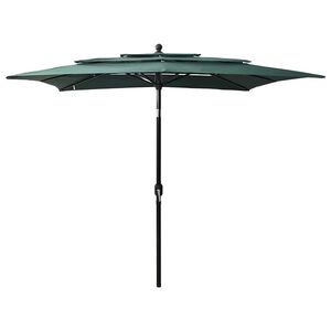 vidaXL parasol 2,5x2,5 m aluminiumsstang 3 niveauer gr&oslash;n